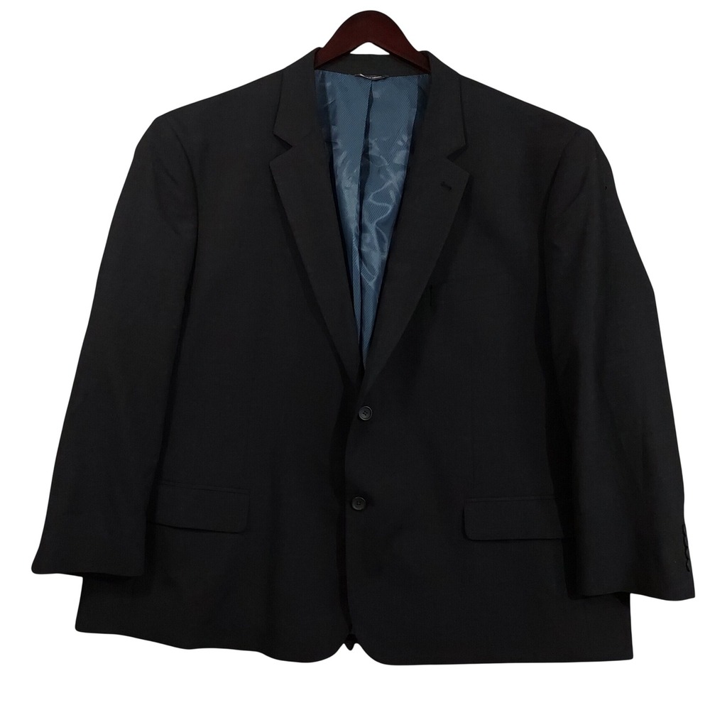 Oak Hill Blazer Mens 56 Reg Black Perfect Fit Wool Blend Two Button Sport Coat